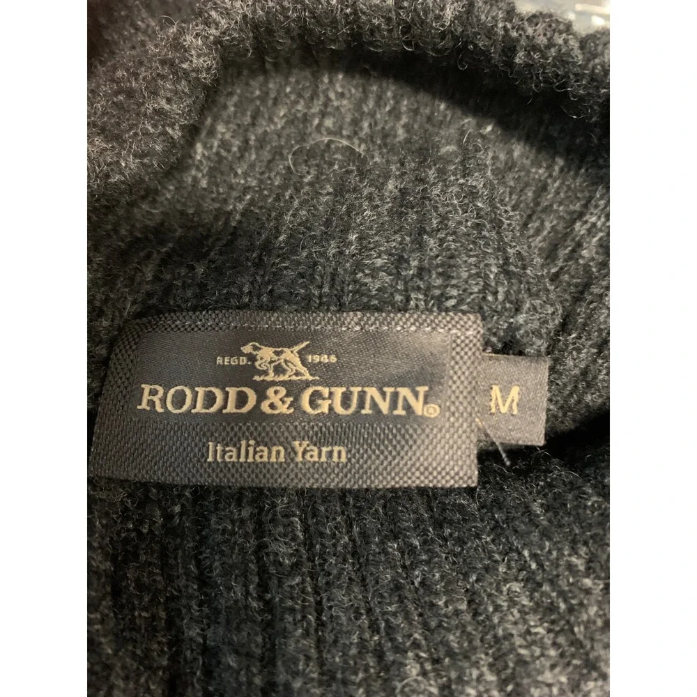 Rodd & Gunn Sweater Mens Medium Charcoal Grey Wool Button Mock Neck Knit